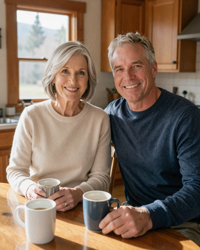 Surgeon dating success story, Nancy and David at a Sunday morning kitchen table