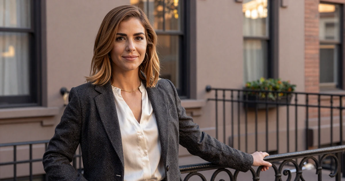 Single woman cardiologist on a cardiologist dating site, Boston brownstone terrace at golden hour
