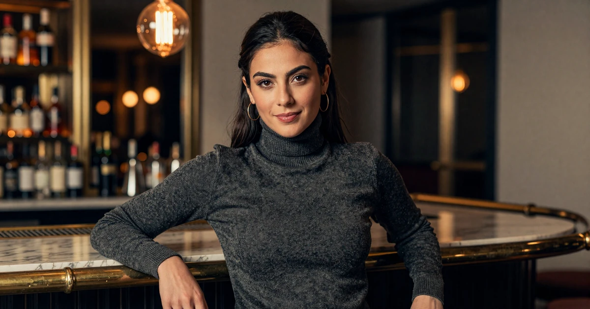 Single woman emergency physician on an ER doctor dating site, Manhattan cocktail lounge at night