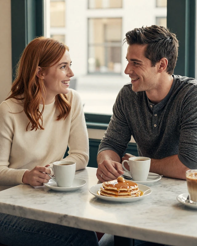 Sarah and Michael, ER nurse dating app success story, Chicago diner breakfast
